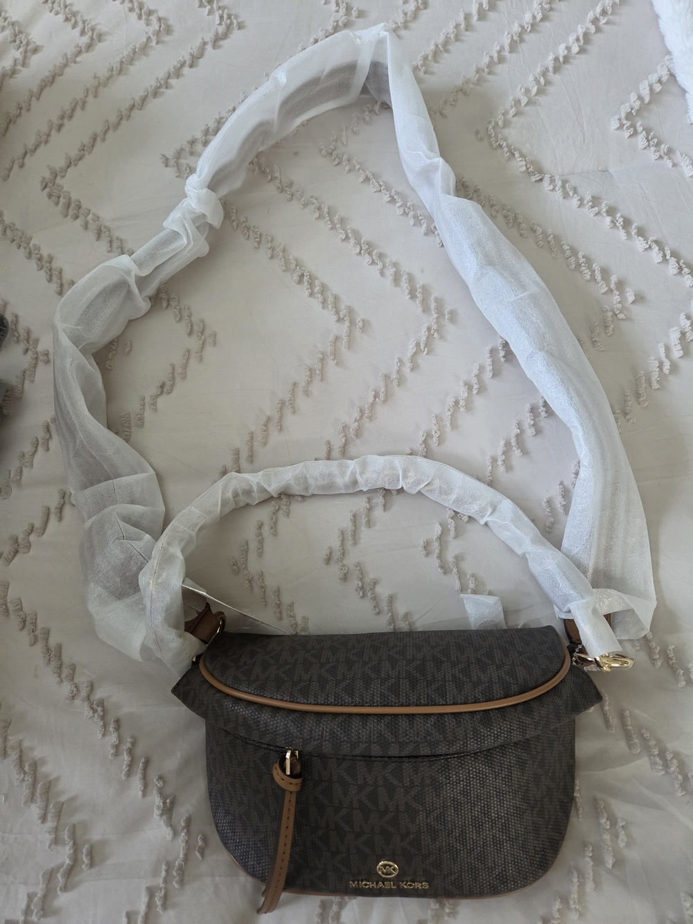 Michael Kors Brown Signature Crossbody/bum Bag & shorter strap for shoulder/hand